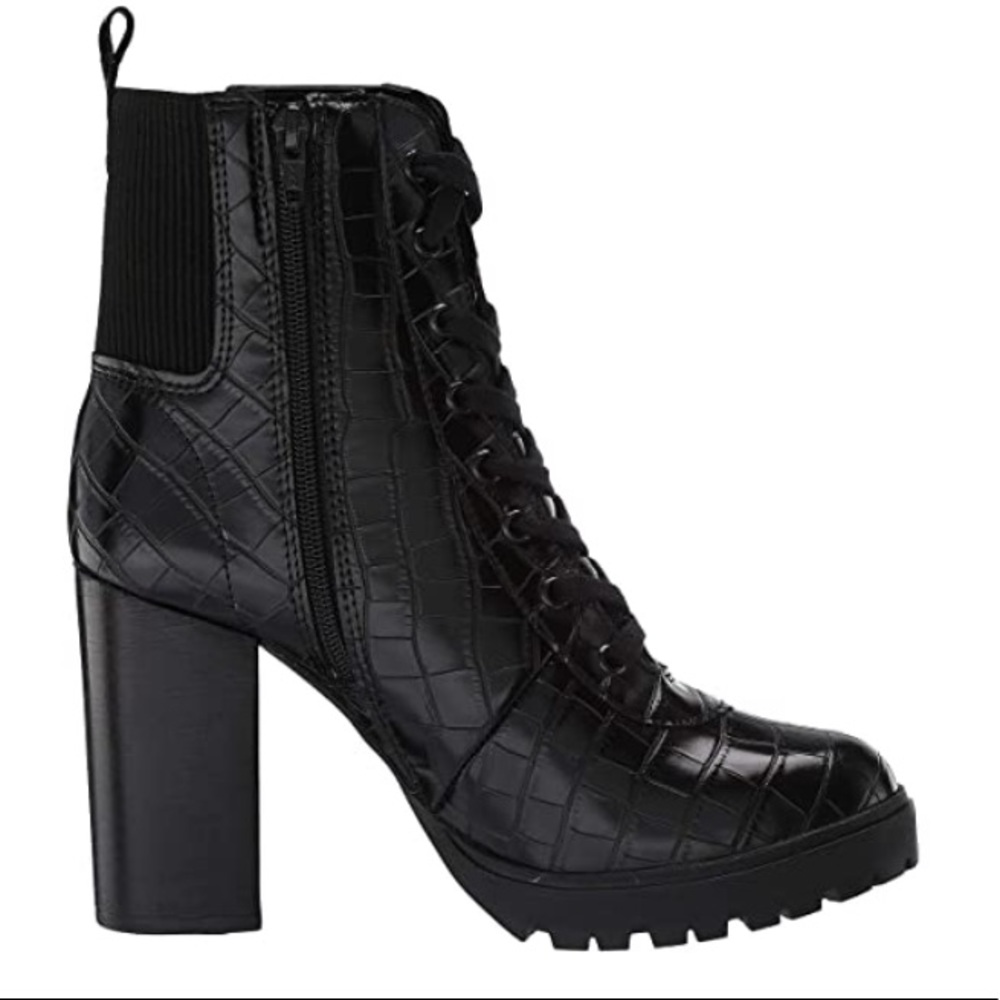 Steve Madden Latch Black Croc Platform Boots
